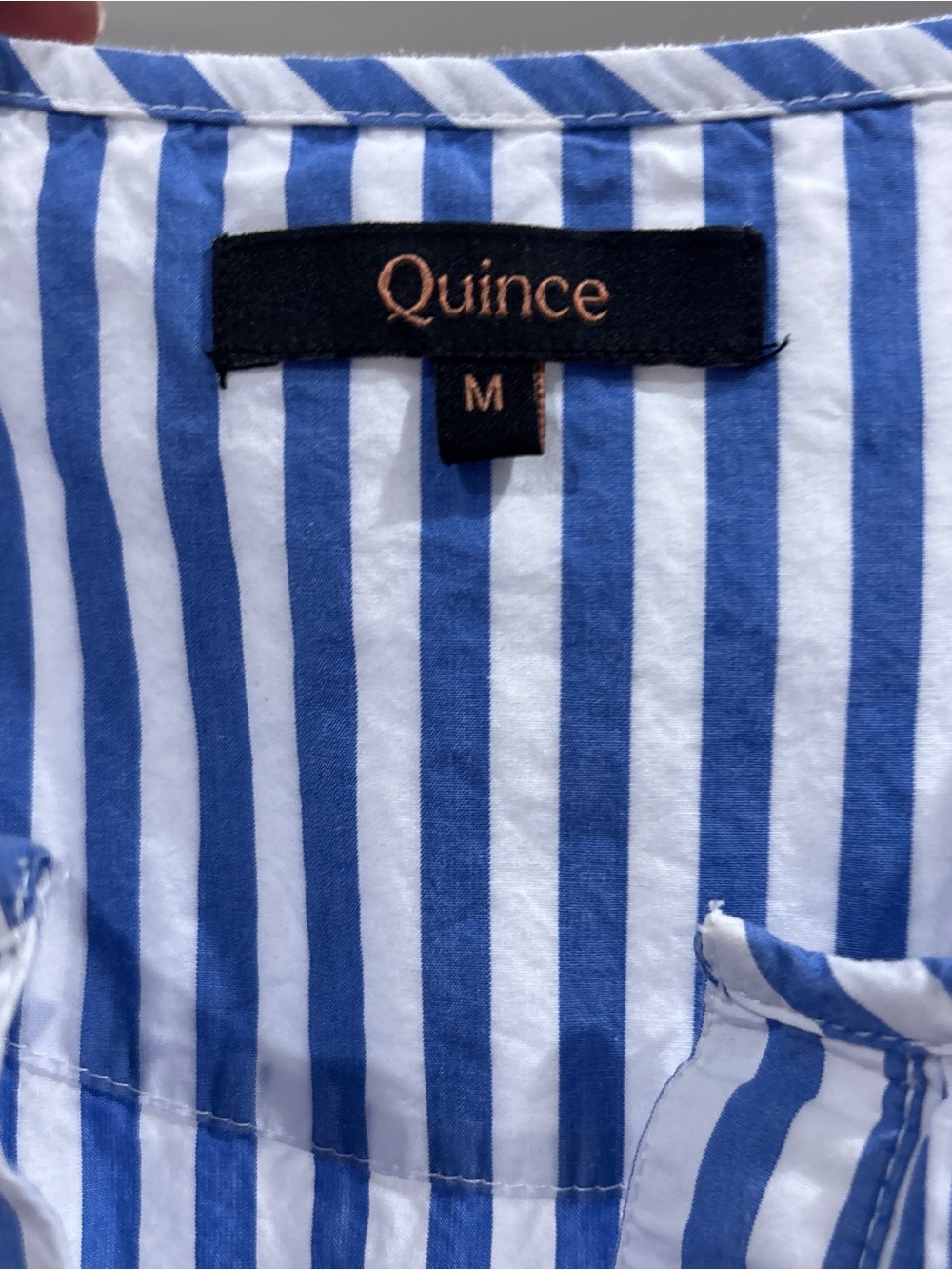 Quince Blue White Striped Cotton Poplin Tiered Maxi Dress Size Medium - Picture 9 of 10